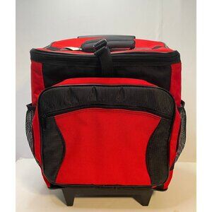 Travel Well Rolling Cooler Insulated soft bag wheel backpack 18" x 15" x 10" red